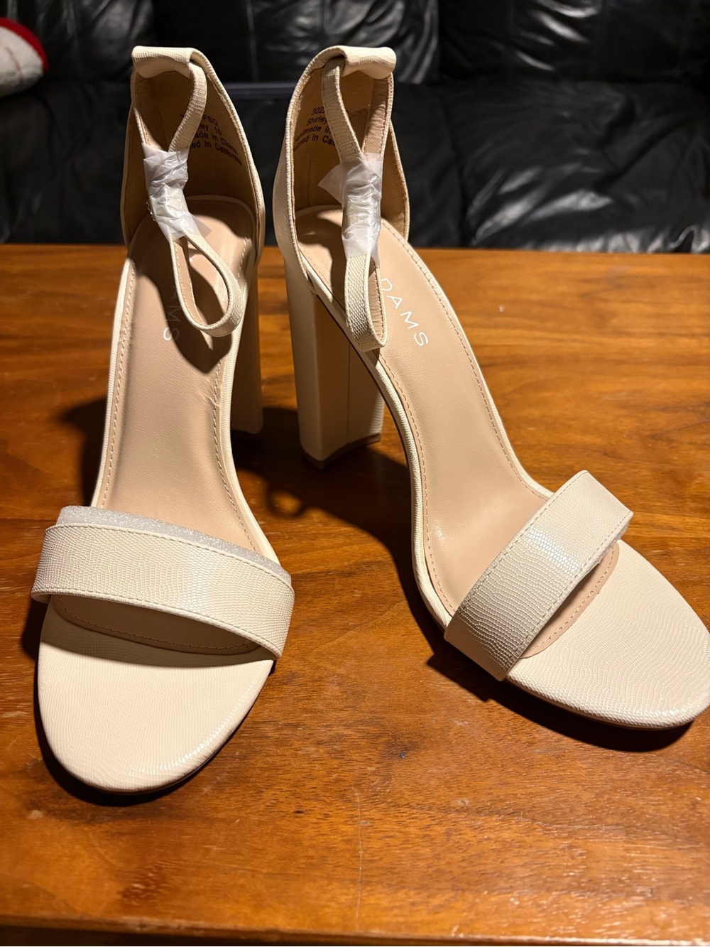 J. Adams Shirley Bone Nude Block Heel Sandals Women’s Size 10